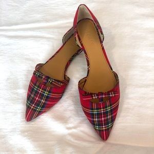 J Crew Red Tartan D’Orsay Flats